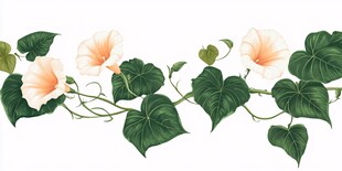 粉色牵牛花藤蔓插画