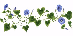 蓝色牵牛花藤蔓装饰图