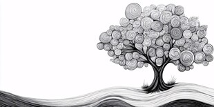 黑白旋纹树的独特艺术画