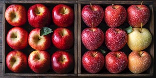 两盒色彩诱人的新鲜苹果