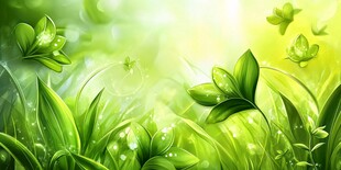 清新绿意盎然的自然景象