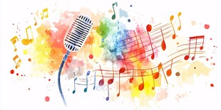 彩色麦克风与灵动音符