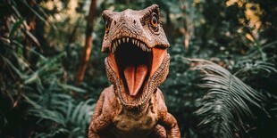 咆哮的恐龙置身茂密丛林