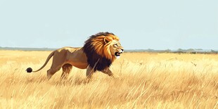 草原雄狮漫步