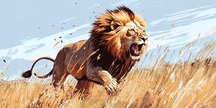 雄狮草原奔腾怒吼