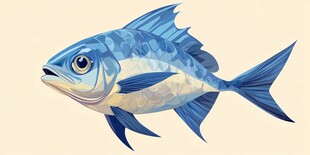 蓝色海洋鱼插画