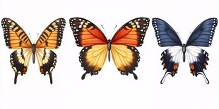 三只色彩斑斓的美丽蝴蝶