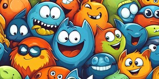 多彩可爱卡通小怪物集合