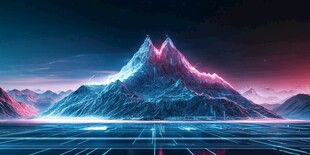 梦幻霓虹山峰科技景观