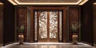 中式奢华入户门精致空间