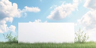 草地白板蓝天背景画面