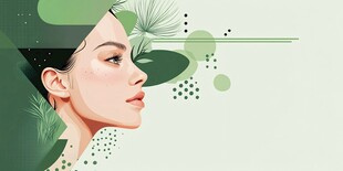 清新绿植环绕的女性侧颜