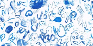 蓝色涂鸦手绘图案背景