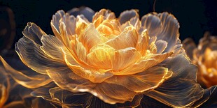 金色梦幻透明质感牡丹花