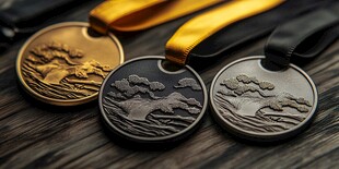 三款精美海浪主题奖牌展示