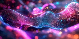 梦幻炫彩数字波浪背景图