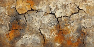干裂斑驳的锈蚀墙面纹理