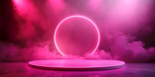 粉色霓虹圆形舞台场景