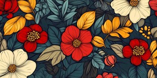 复古花卉图案背景设计