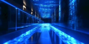 科技感十足的蓝色数据走廊