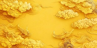 金色祥云瑞兽浮雕背景图