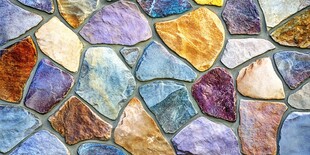 彩色碎拼石墙面纹理