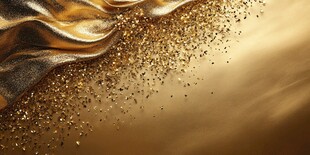 金色绸缎与闪耀金粉背景