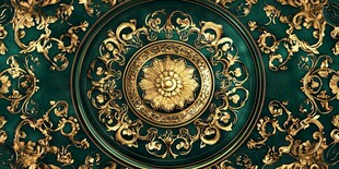 华丽复古绿金花纹装饰图案