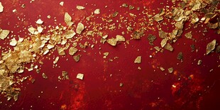 红色背景上的金色碎屑