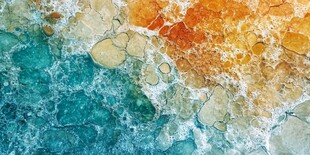 多彩海浪冲刷斑斓海岸