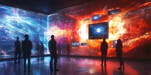 科技艺术展厅中的参观者