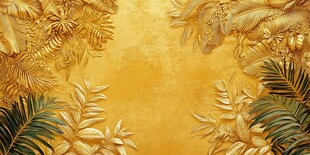 金色热带植物装饰背景图