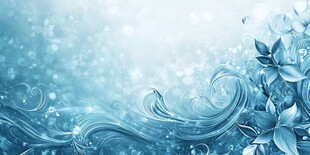 梦幻蓝调花卉波浪背景图