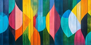 多彩几何条纹墙面艺术