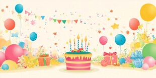 欢乐生日派对场景插画