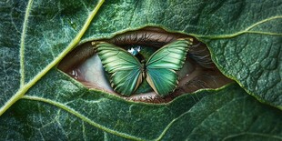 叶中眼与蝶的奇幻景象