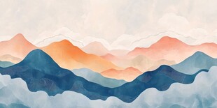 水墨风格山峦景观图