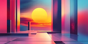 梦幻落日下的未来感空间