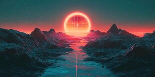 未来感科幻落日景观