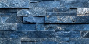 蓝色石砌墙面纹理特写