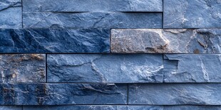 蓝色石砌墙面纹理特写