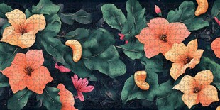 橙花绿叶精美图案