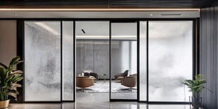 现代简约风玻璃隔断客厅