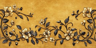 金色花卉铁艺装饰图案