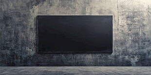 墙面挂置的黑色空白屏幕