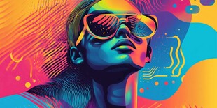 潮流墨镜女郎绚丽插画