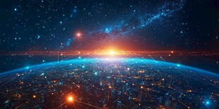 璀璨星空下的地球夜景