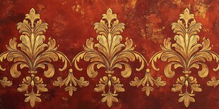 复古红底金色华丽花纹图案