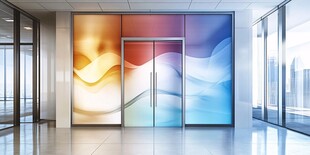 现代办公空间彩色玻璃门