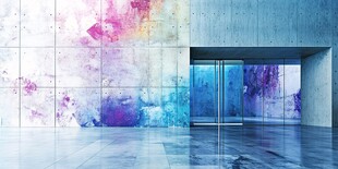 彩色涂鸦风现代室内空间